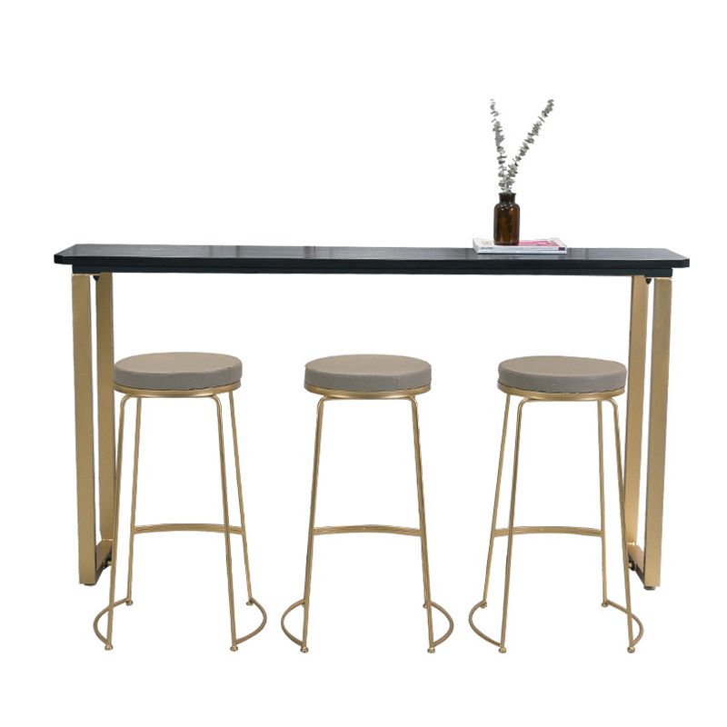 Glam Style Wooden Bar Counter Table Rectangle Bar Counter Table with Metal Legs