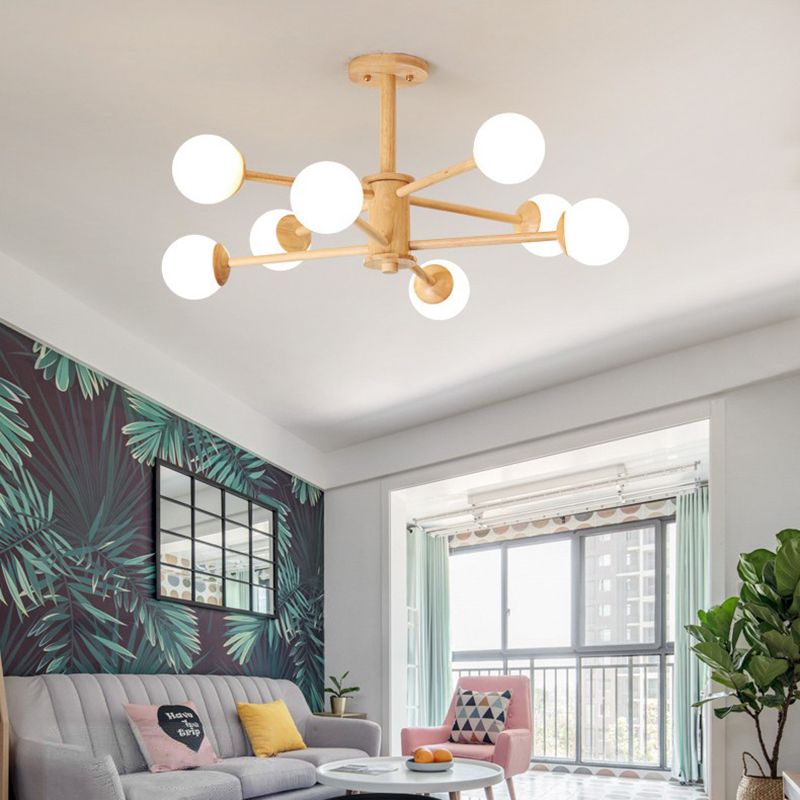 Beige Chandelier Light Fixtures Modern Multi-Head Hanging Pendant Lamps for Living Room
