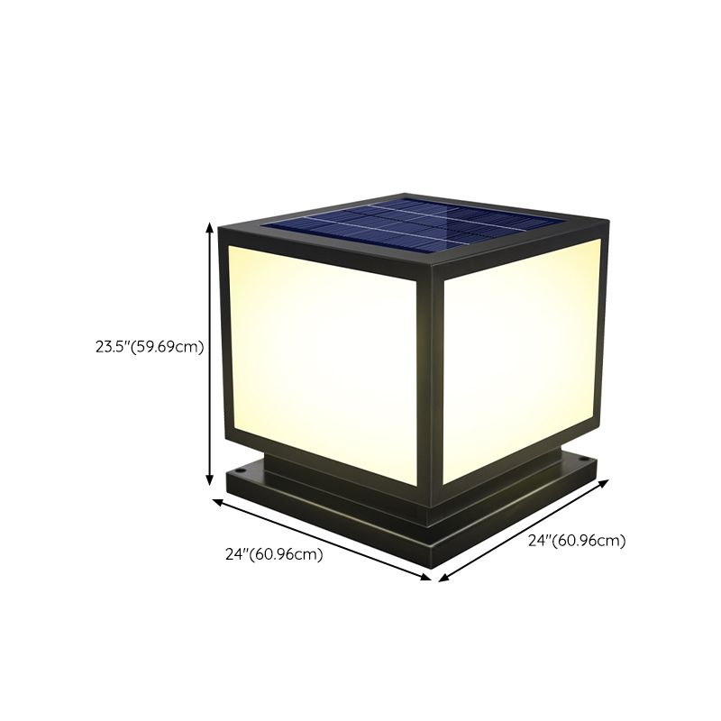 Square Pillar Lamp Solar Energy Outdoor Light with Stainless Steel for Patio