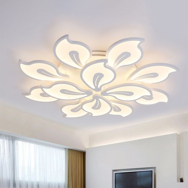 Acrylic Bauhinia Leaves Flush Ceiling Light Modernism LED 3/5/9-Light Flush Mount Light Fixture in Warm/White/Natural Light