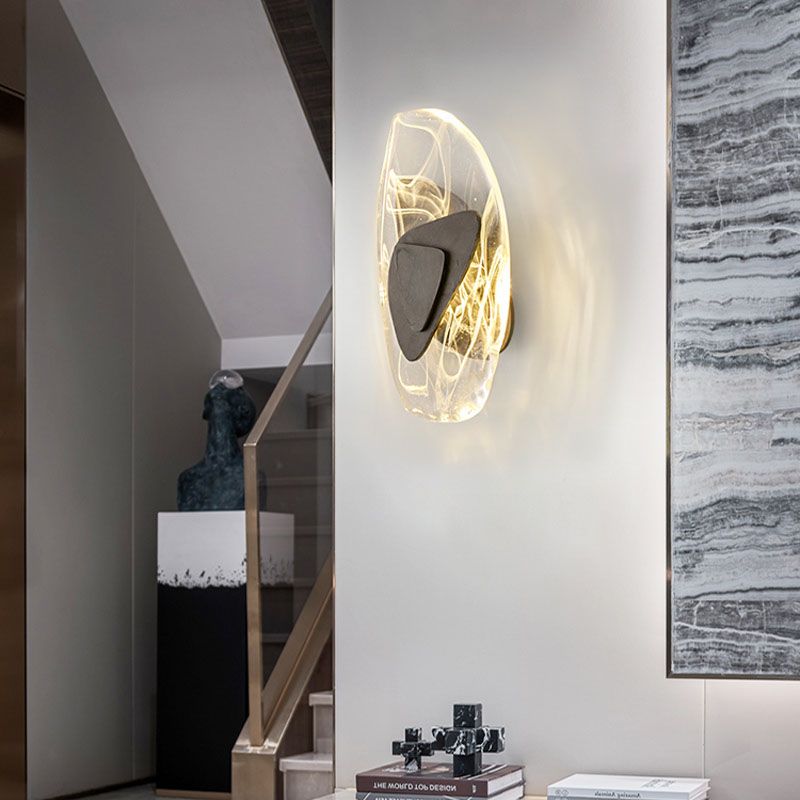 Accensione a parete ovale in stile moderno Crystal Crystal 1 Lipce Light Freepures in oro e nero
