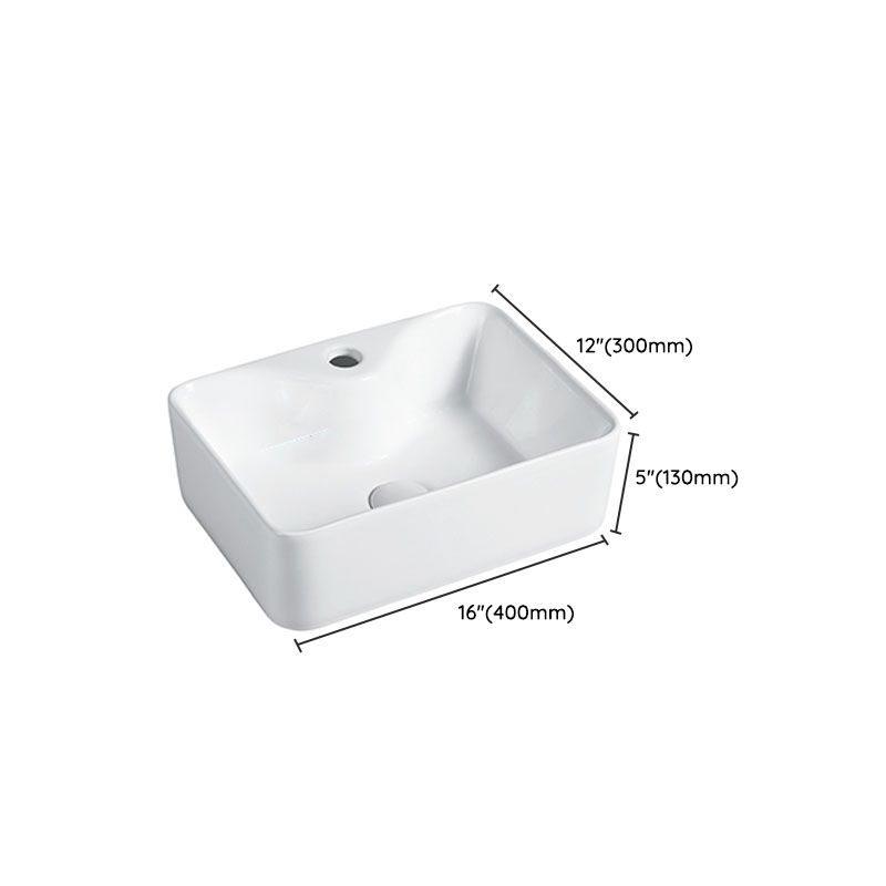 Modern Vessel Bathroom Sink Porcelain with Pop-Up Drain Vessel Sink without Faucet