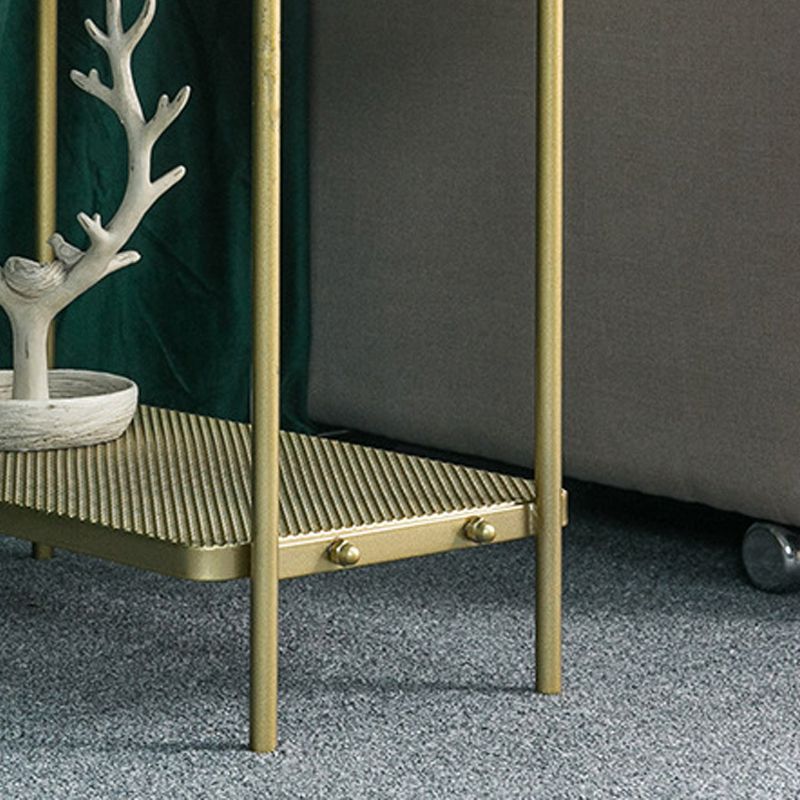 4 Legs Rectangular Side Table 19.68 inch Wide End Table with 2 Shelves