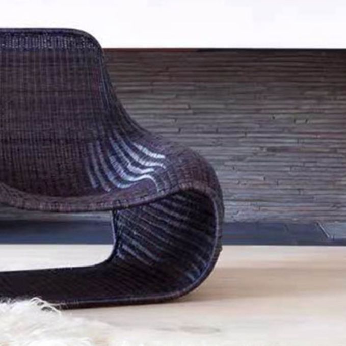 Black and Natural Rattan Outdoor Sofa Water Resistant Patio Sofa