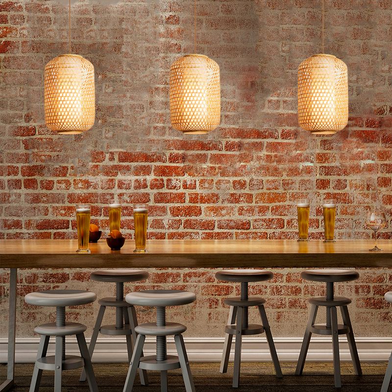 Pendentif en forme de lanterne asiatique Light Bamboo Bamboo à tête de plafond de tête pour la salle à manger du restaurant