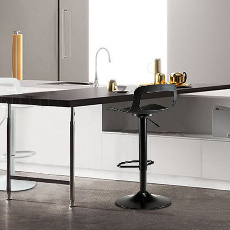 Plastic Low Back Barstools Adjustable Height Bar Stools with Metal Base