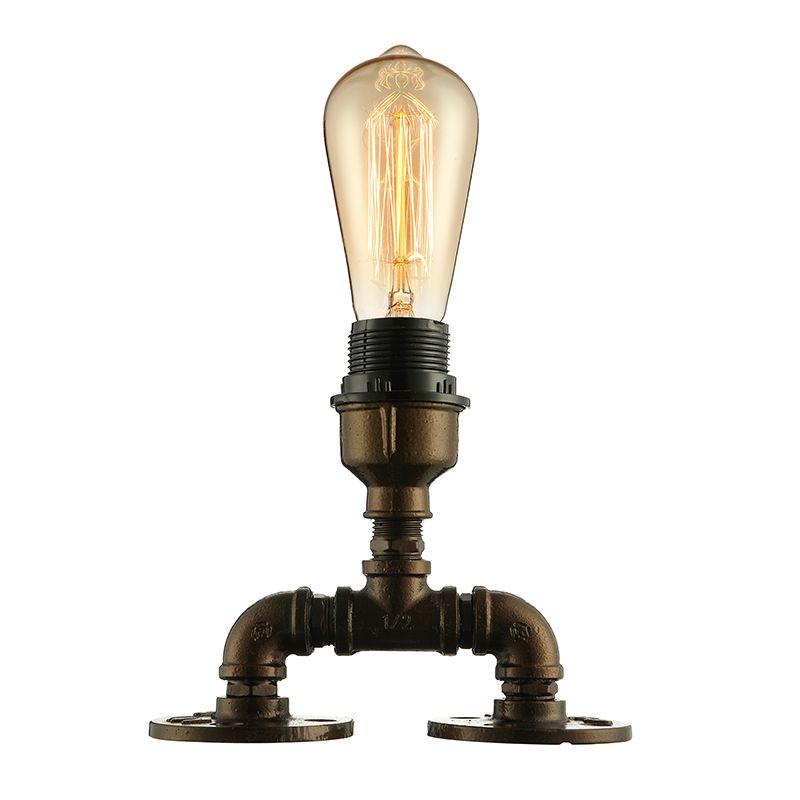 Illuminazione da tavolo a vista industriale con design del tubo 1 testa metallica in piedi in nero in nero per caffetteria