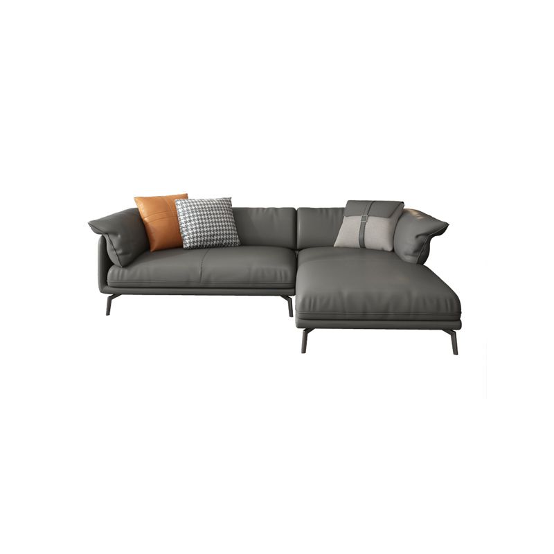 Pillow Top Arm Sofa & Chaise 32.68" H Genuine Leather Cushions Sofa