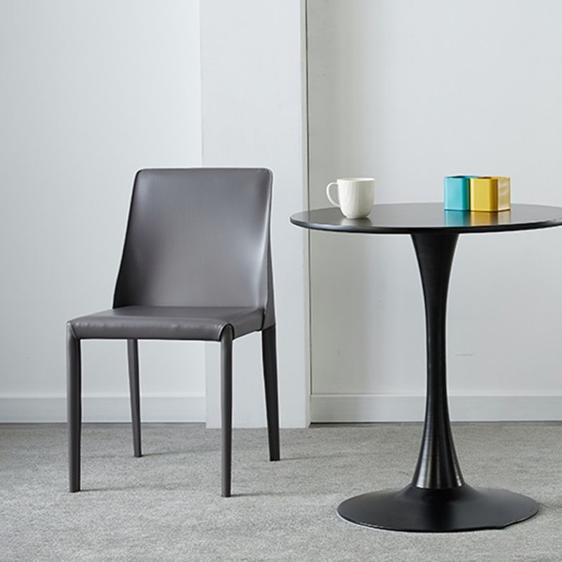 Contemporary Leather Armless Dining Chair Metal Dining Room Chairs for Home Use