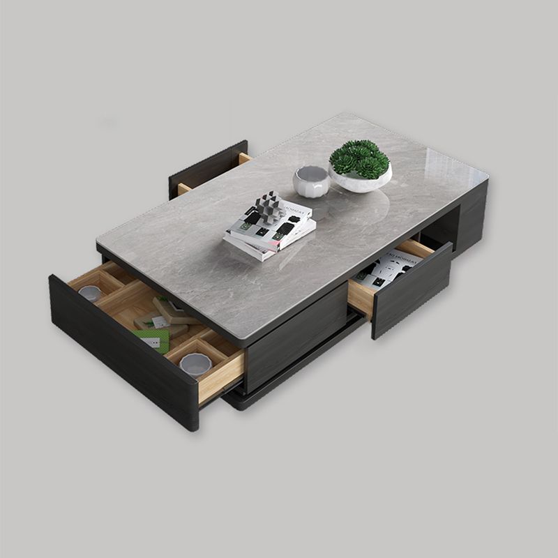 Modern Rectangle Coffee Table Set Espresso Wood Coffee Table with Drawers
