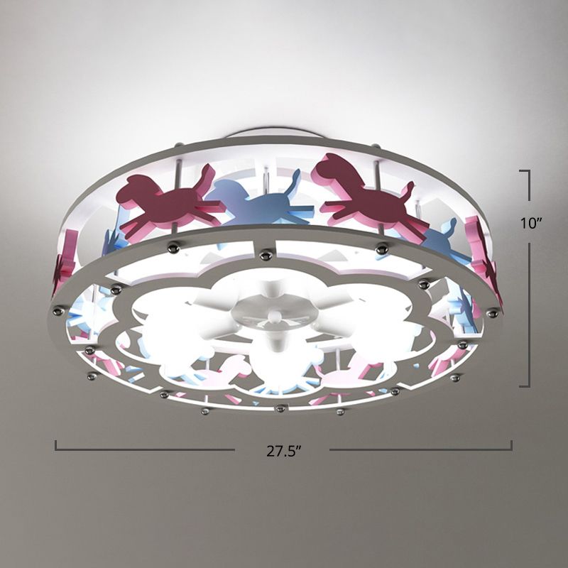 Lámpara de montaje semi descarga en forma de tambor metal de caricatura de metal para niños de 6 luces Iluminación de techo en blanco