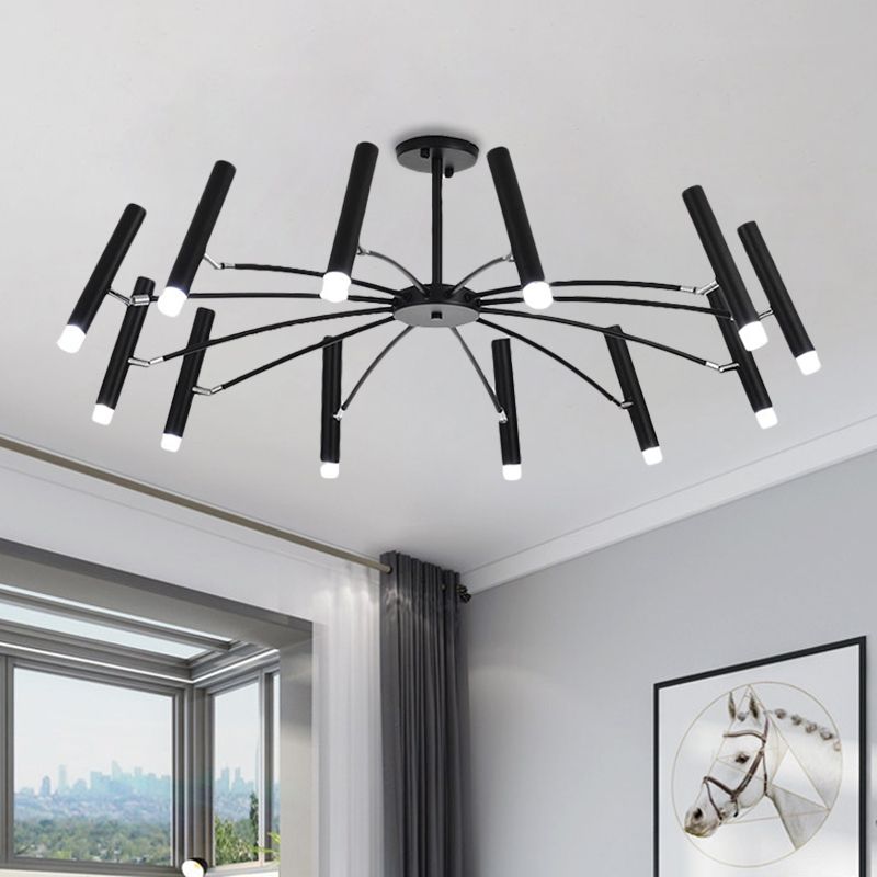 Ombra lineare regolabile Grande lampadario metallo 12/24 luci a soffitto moderno in oro nero/rosa