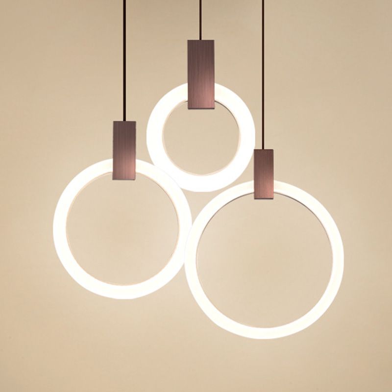 Halo Ring Pendant Light Fixture Simple Acrylic Dining Room LED Suspended Lighting