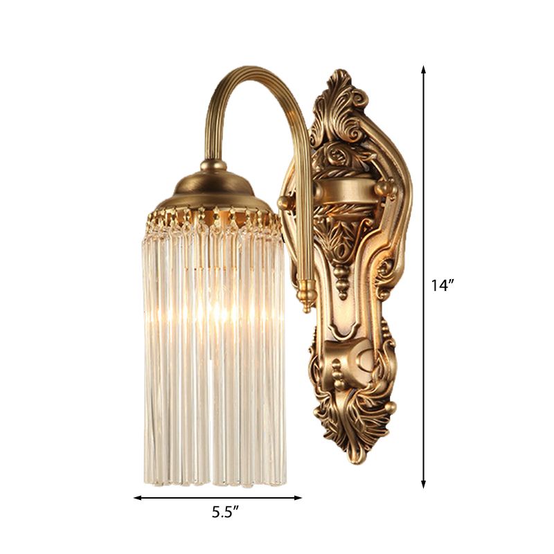 Gold Cylinder Mury Gnonce Light Nordic 1/2 Light Metal Mur Mur Mount Lumière avec ombre de tige de cristal