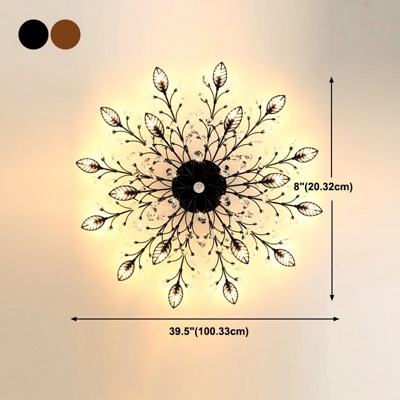Lámpara de techo radial de múltiples luces de múltiples iluminación de techo de cristal de estilo moderno para sala de estar