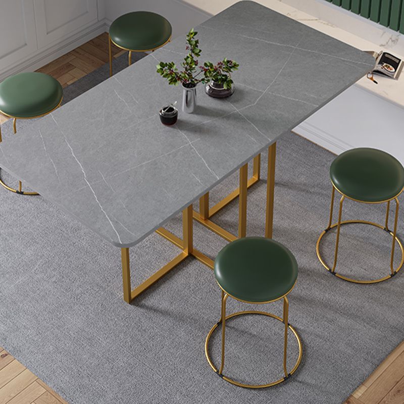 59"H Modern Sintered Stone Table Foldable Rectangle Table with Trestle Base