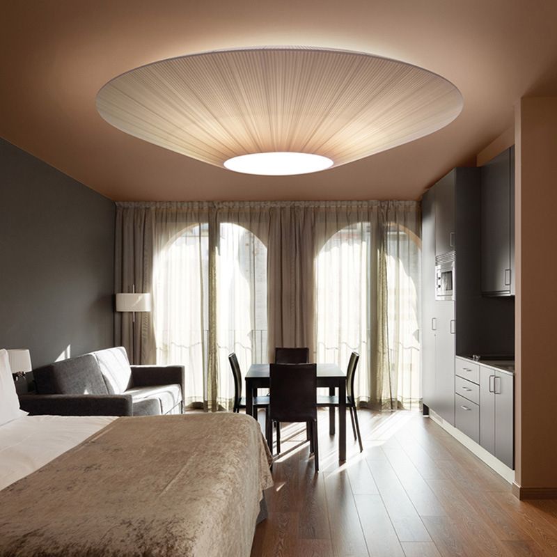 Fabric Geometric Flush Ceiling Light Modern 1 Light Flush Light Fixtures in White