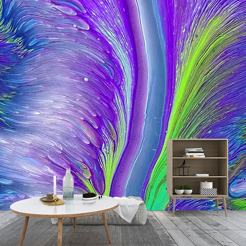 Peinture murale abstraite pour décoration de salon aux couleurs douces, réalisée sur mesure
