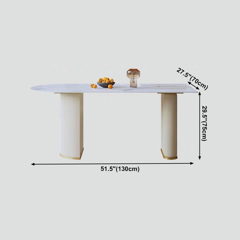 Traditional Luxury Dining Table White Sintered Stone Dining Table for Kitchen