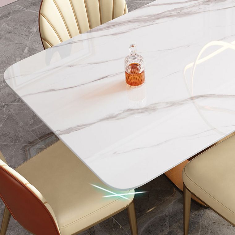 Nordic Sintered Stone Top Dining Set Rectangle 1/3/4/5/7 Pieces Dinette Table Set