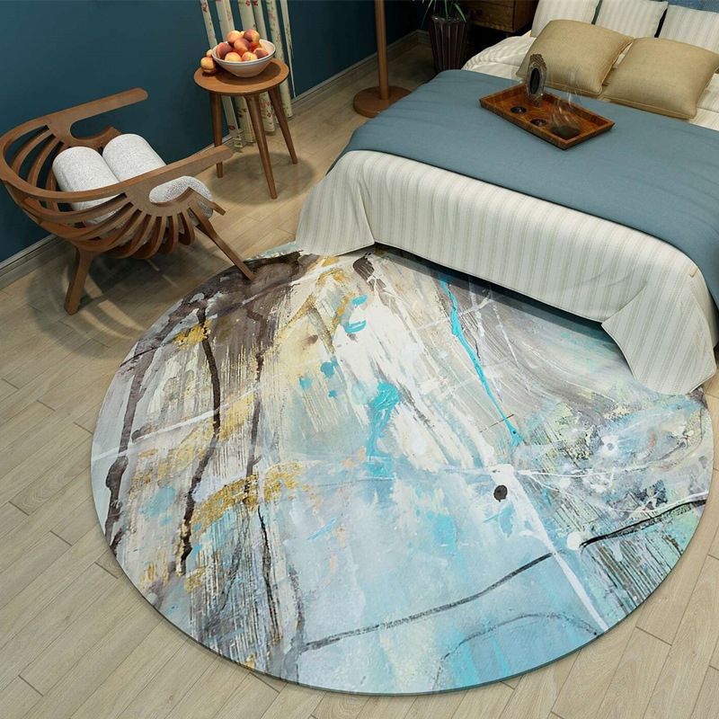 Casual Abstract Indoor Rug Yellow Polyester Rug Washable Carpet for Indoor Room