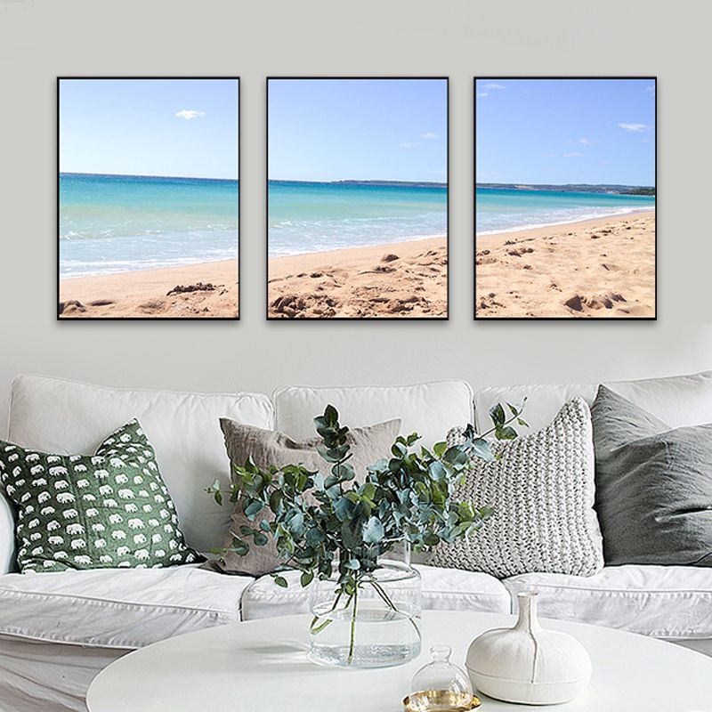 Blue Sea Beach Scenery Canvas Multi-Piece Tropical House Interior Wall Art Print