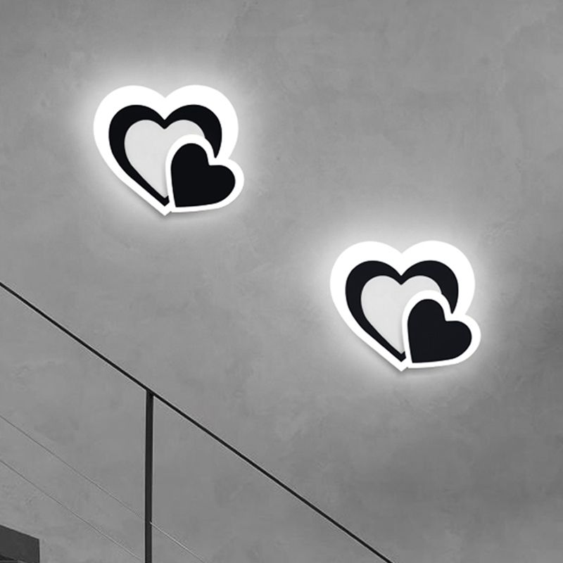 Loving Heart Schonce Lighting Noordse acryl LED Black Wall Mounted Lamp armatuur voor woonkamer