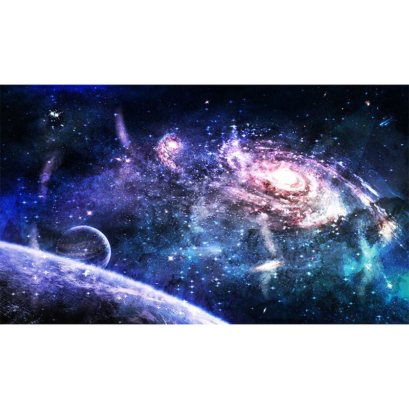 Fantasy Deep Space Wall Mural Decal for Children's Bedroom, Blue and Purple, Custom Size Available