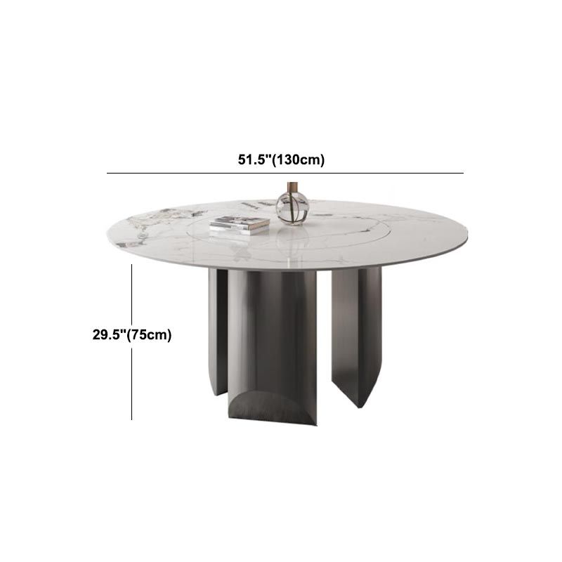 Round Dining Table Contemporary Dining Table with Stainless Steel Pedestal Base