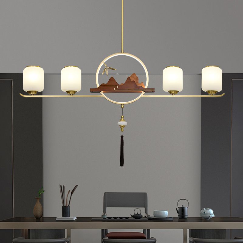 Éclairage d'éclairage de l'île Cylinder 5 Éclairage d'îlot de cuisine léger avec une teinte en verre