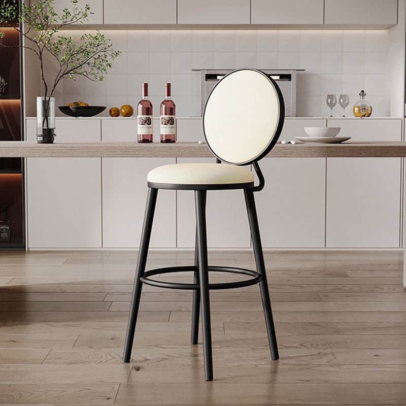 Industrial Backrest Counter Stool Iron Bar Stool with Cushion and Pedal for Kitchen