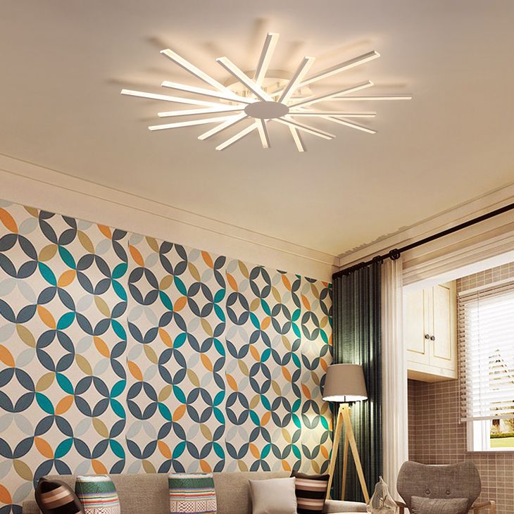 Line Shape LED Ceiling Lamp Modern Iron Flush Mount for Living Room Bedroom