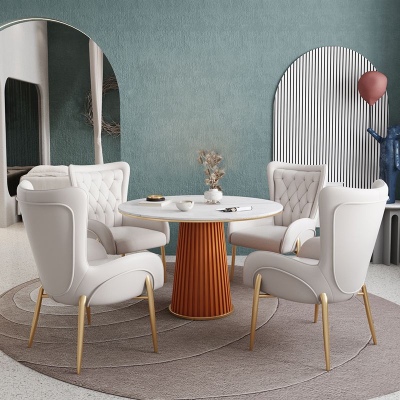 1/5 Pcs Metal Modern Dining Set with Round Indoor Table Dinette Set