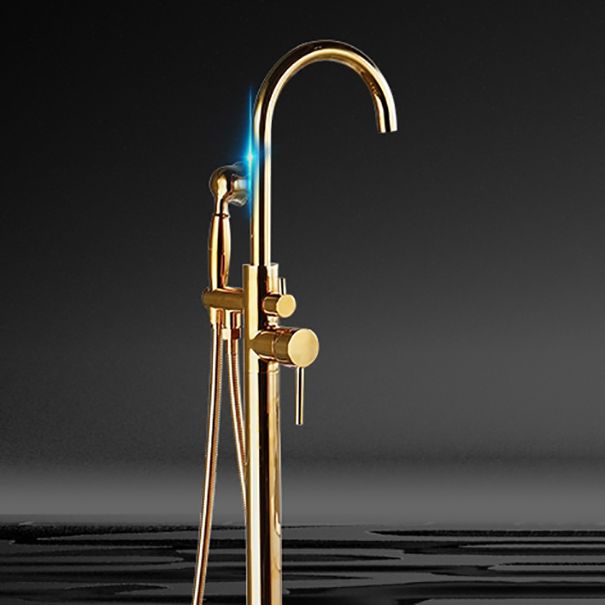 Floor Mounted Metal Freestanding Tub Filler One Hold Freestanding Tub Filler Trim
