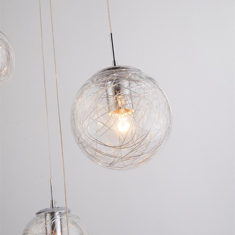 Spiral Stairs Pendant Light Fixture Clear Glass Nordic Style Multiple Hanging Light