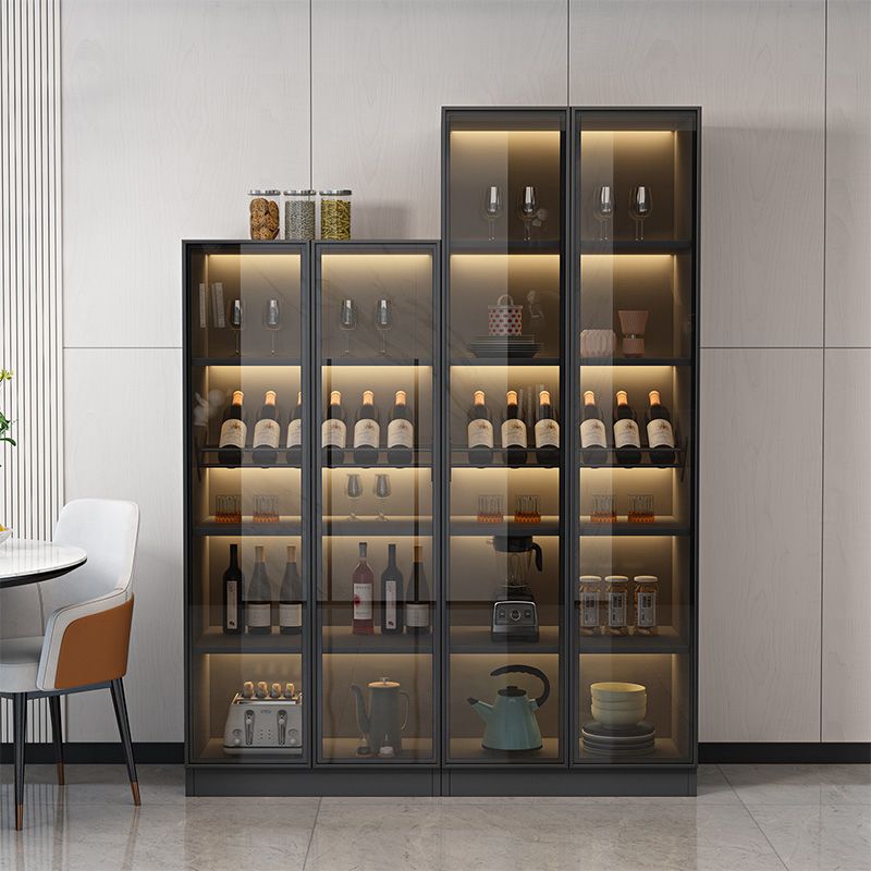 Black Floor Wine Rack Wooden Wine Bottle Rack for Living Room, without Lights