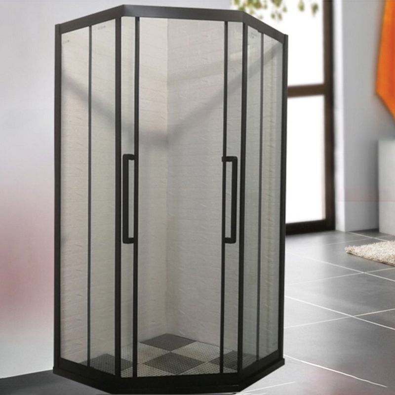 Framed Black Shower Enclosure Double Sliding Neo-Angle Shower Enclosure