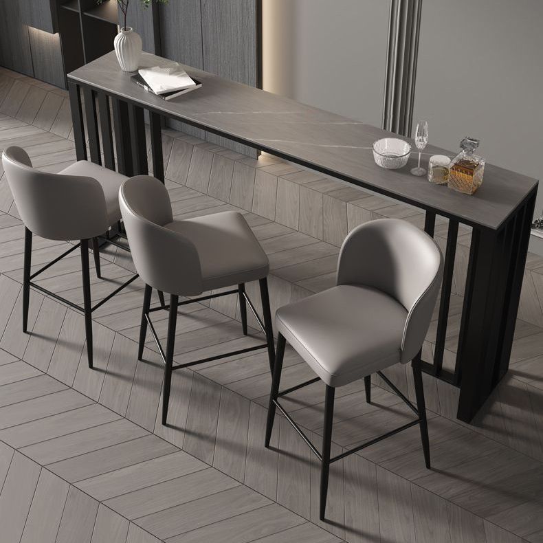 Industrial Style Bar Table Stone Top Bistro Table with Black Base