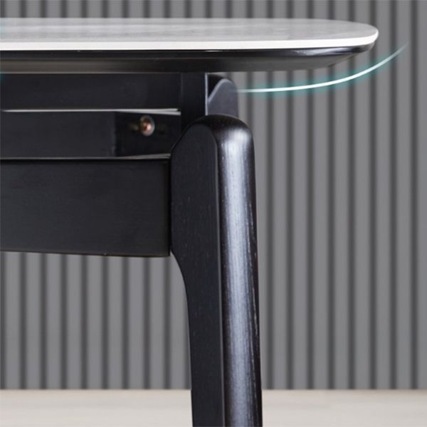 Dining Room Stone Dinner Table Rectangle 4 Legs Dining Table