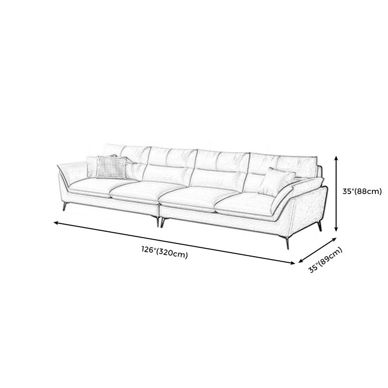Cream Faux Leather High Back Pillow Top Arm Sofa/Sectional with Stain-Resistant
