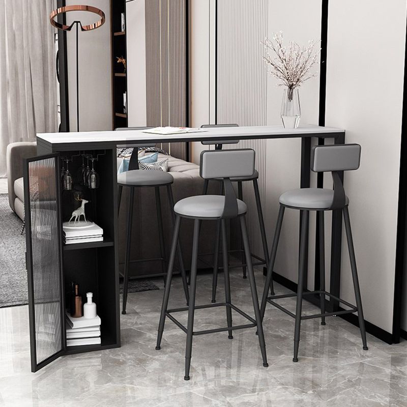 Modern Style Bistro Bar Table Sintered Stone Bar Table with Storage