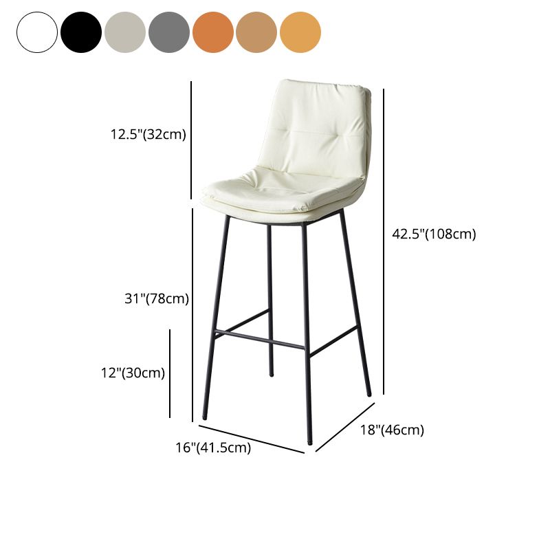 Contemporary Metal Leather Bar Stools Indoor Barstool with Iron Legs and Footrest