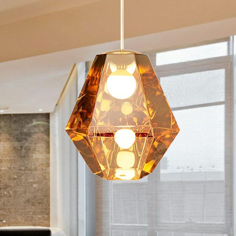 Diamond Anhänger Beleuchtung postmodernes Glas 1 Licht klar/bernsteinfarben