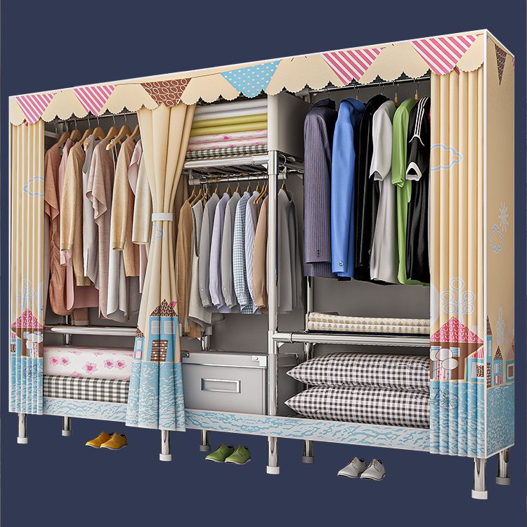 Contemporary Wardrobe Closet with Legs Steel Wardrobe Armoire