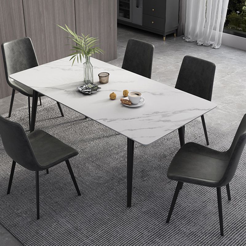 Modern Dinette Set with Solid Back Chairs 1/4/5/6/7 Pcs Stone Top Dining Table Set