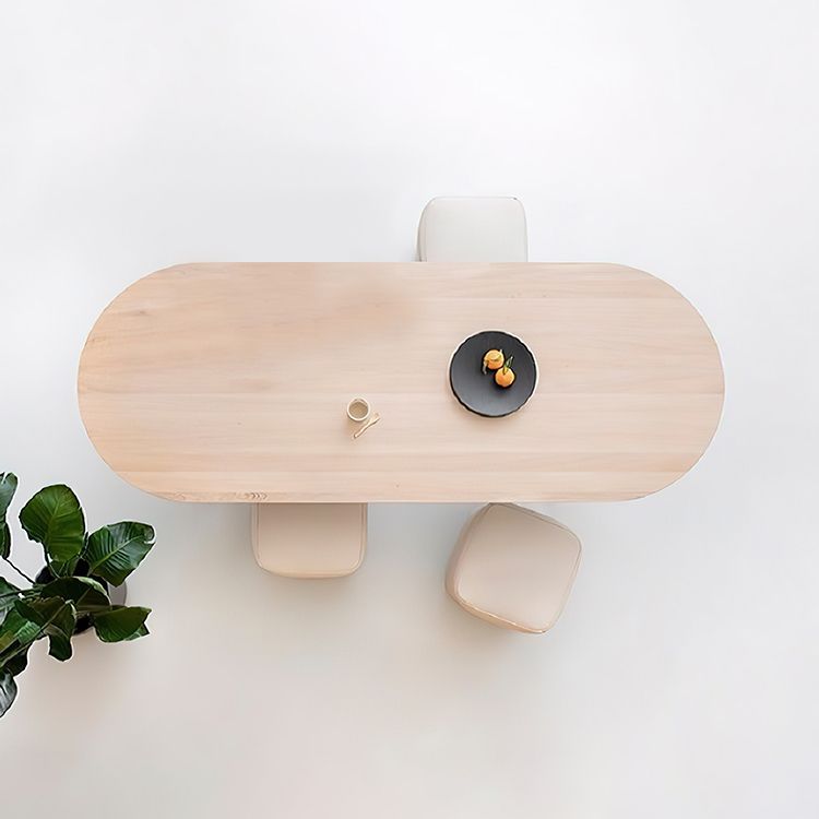 Zeitgenössischer Stil Oval Möbel Doppelte Sockel Massivholz Esstisch