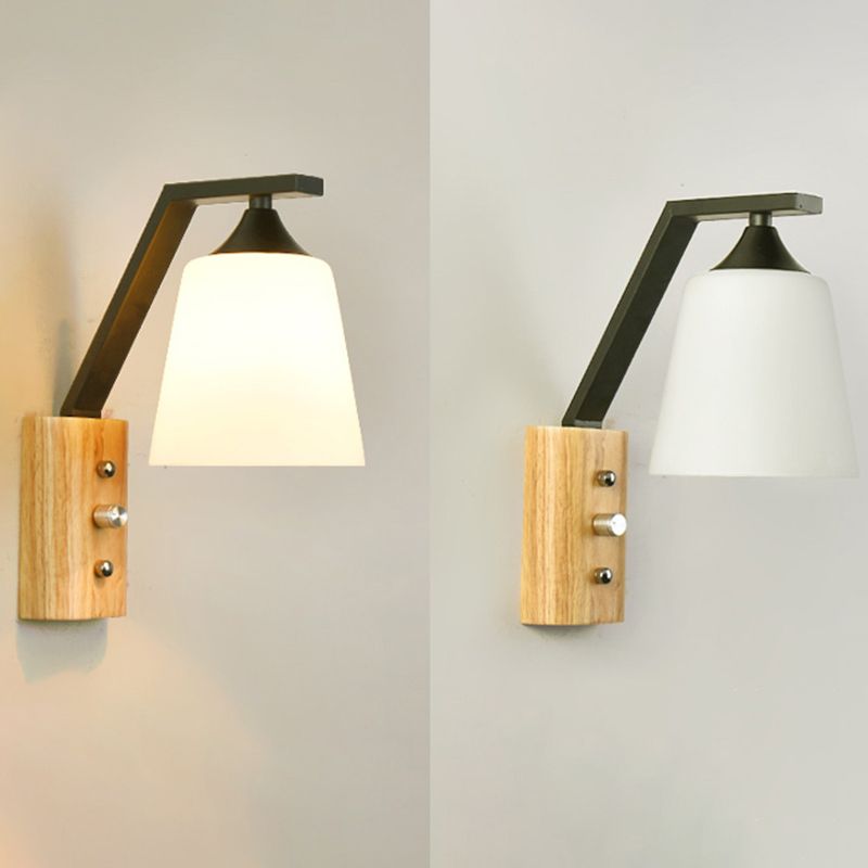 Minimalist Cone Shaped Wall Sconce Lighting Wood Living Room Wall Lighting Fixture
