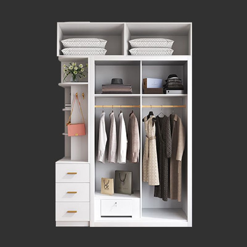 Contemporary Style Wooden Wardrobe Soft Close Door Wardrobe Closet with Drawer