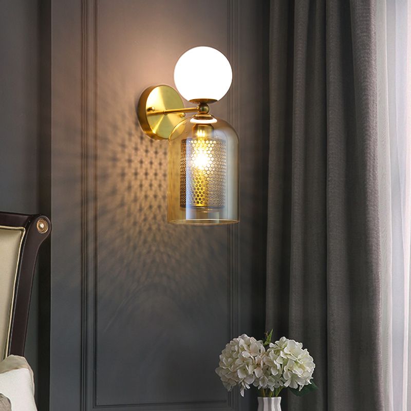 Luz de pared sombreada de vidrio Diseño de iluminación de pared de estilo nórdico para sala de estar para sala de estar