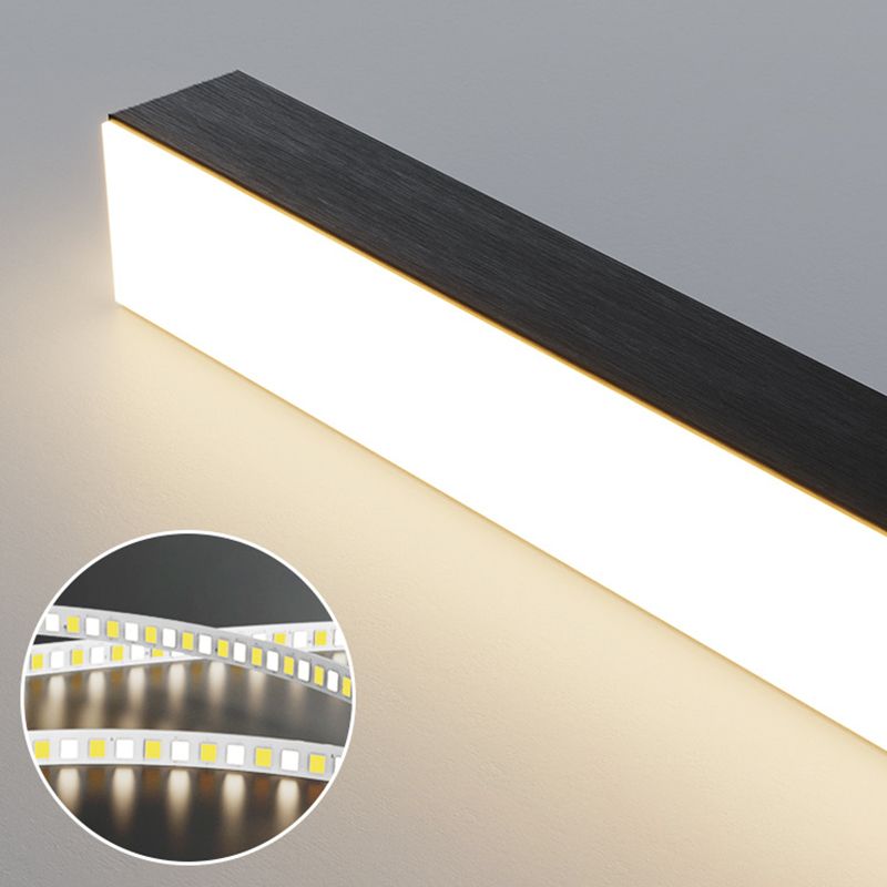 Aluminum and Acrylic Ceiling Pendant Fixture Linear Kitchen Island Fixture in Dark Black
